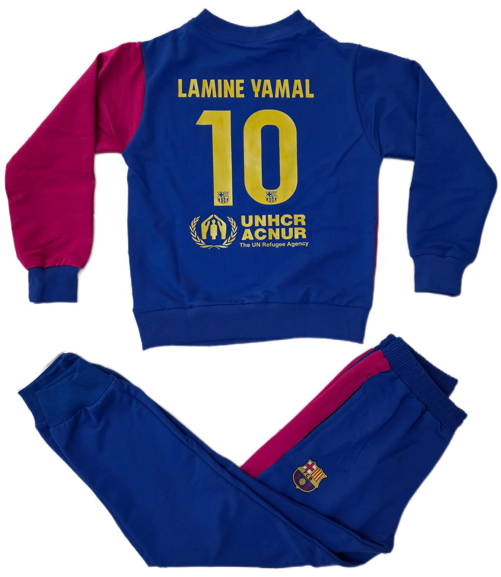 Детски спортен комплект на Ламин Ямал 10 Барселона с Блуза Анцуг Син