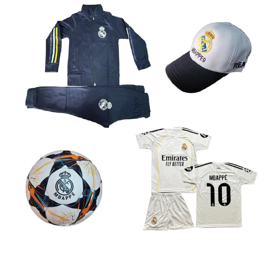 СЕТ Детска футболна Екипировка на Мбапе 10 Реал Мадрид, за 8г. Бял