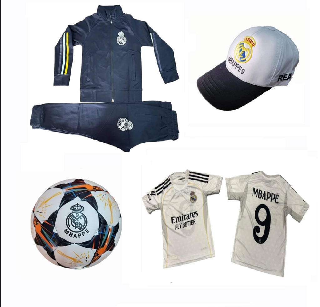 СЕТ Детска футболна Екипировка на Мбапе 10 Реал Мадрид, за 8г. Бял