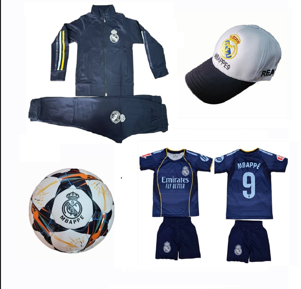 СЕТ Детска футболна Екипировка на Мбапе 10 Реал Мадрид, за 8г. Бял
