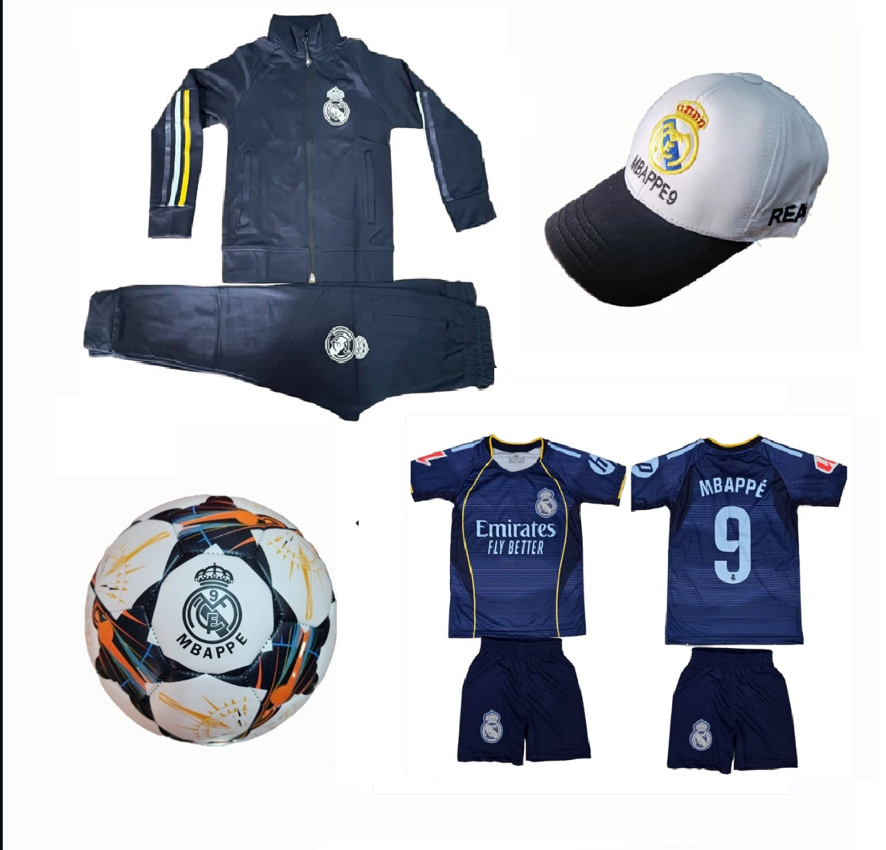 СЕТ Детска футболна Екипировка на Мбапе 10 Реал Мадрид, за 8г. Бял