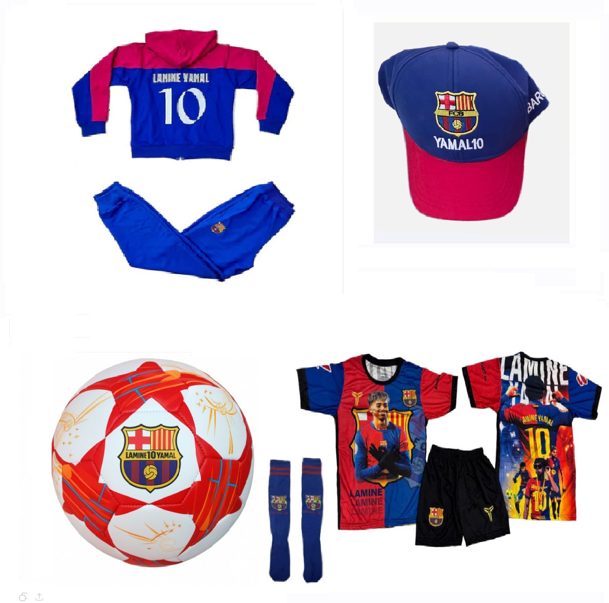 СЕТ Детска футболна Екипировка на Ламин Ямал Барселона - Бял 26г