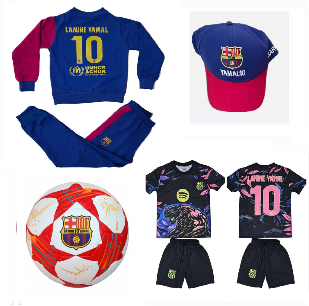 СЕТ Детска футболна Екипировка на Ламин Ямал Барселона - Черен 26г