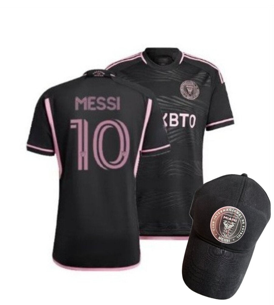 Детски спортен екип на Меси 10, футболен MESSI 10 INTER Черно с Розово 2024