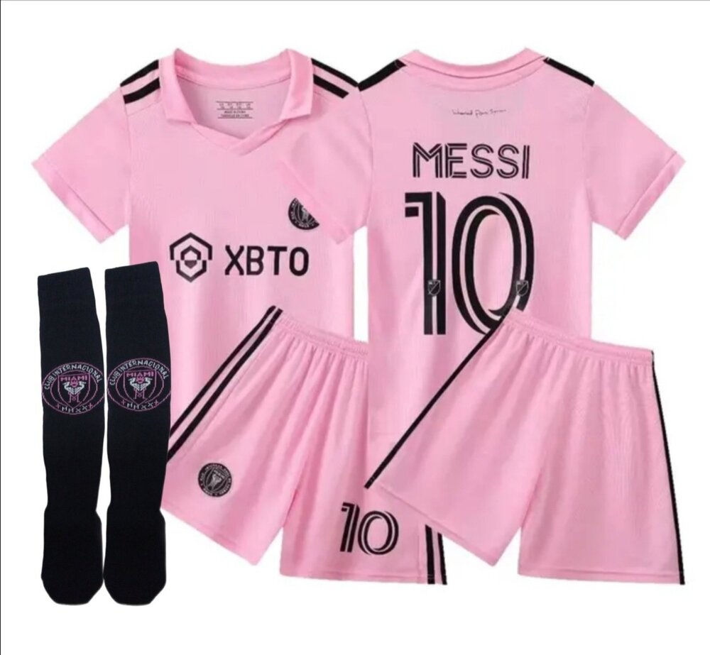 Детски спортен екип на Меси + Шапка 10, футболен MESSI 10 INTER  Черен 2025