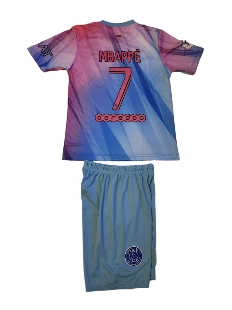 Детски спортен екип на Мбапе 7, футболен MBAPPE 7 PSG Светло-син 2024