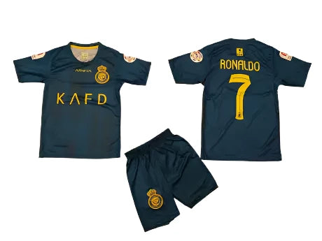 Детски Футболен спортен екип с Калци на Роналдо 7, RONALDO Real Madrid /AL NASSR Син цвят 2024 + Добавки