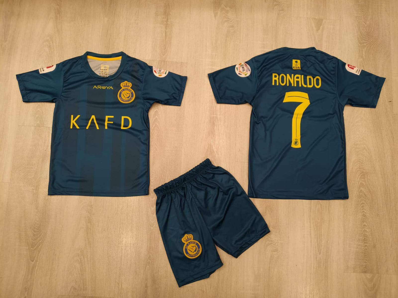 Детски футболен спортен екип RONALDO с шорти на  Реал Мадрид Роналдо 7 Черен  Дракон