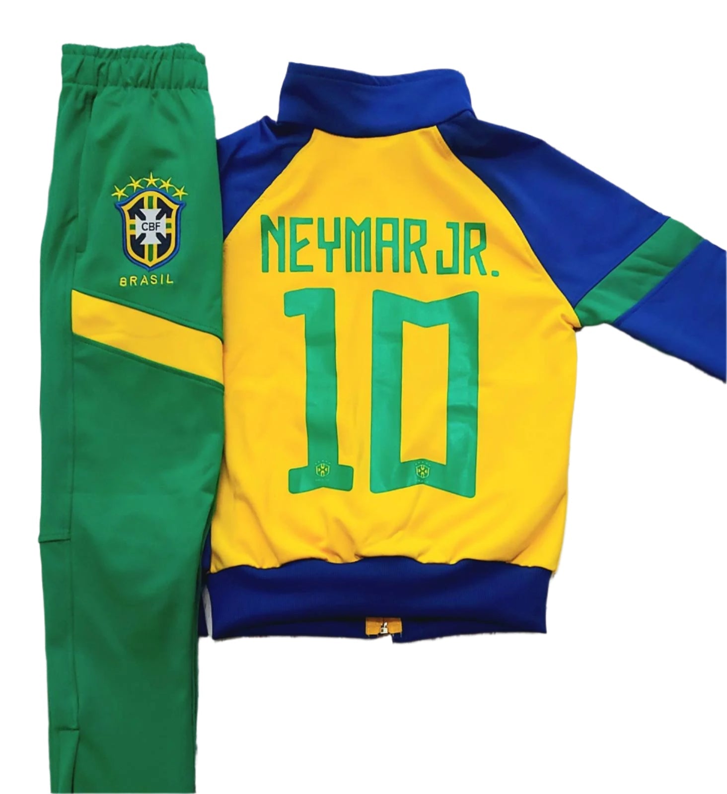 Футболен спортен екип на Бразилия Неймар 10, жълт, Анцуг с дълъг ръкав Бразил