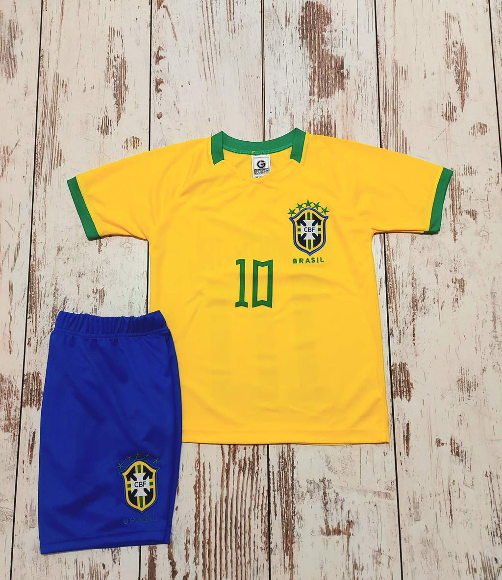 Детски спортен екип на Неймар Бразилия 10, футболен Neymar Бразилия Жълт2024