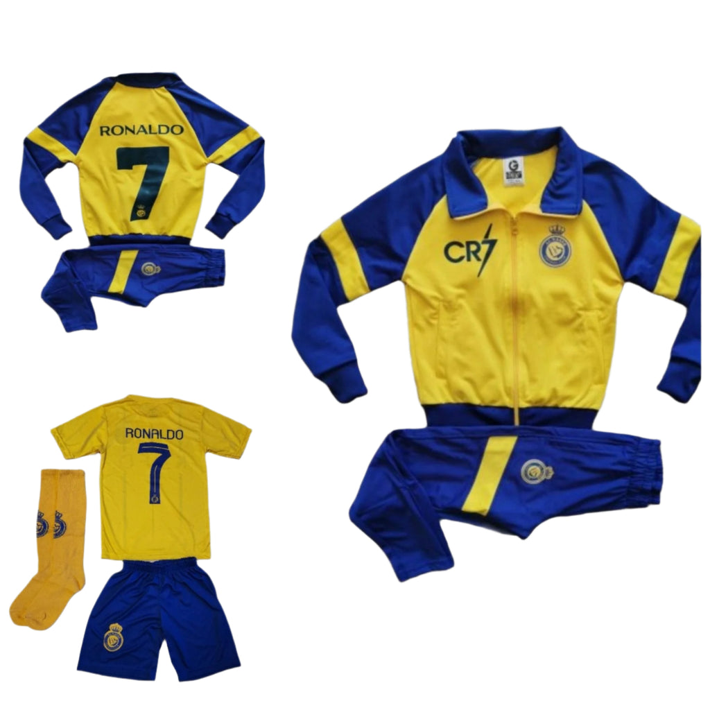 Детски футболен екип на Роналдо, Жълт, Спортен комплект и анцуг RONALDO
