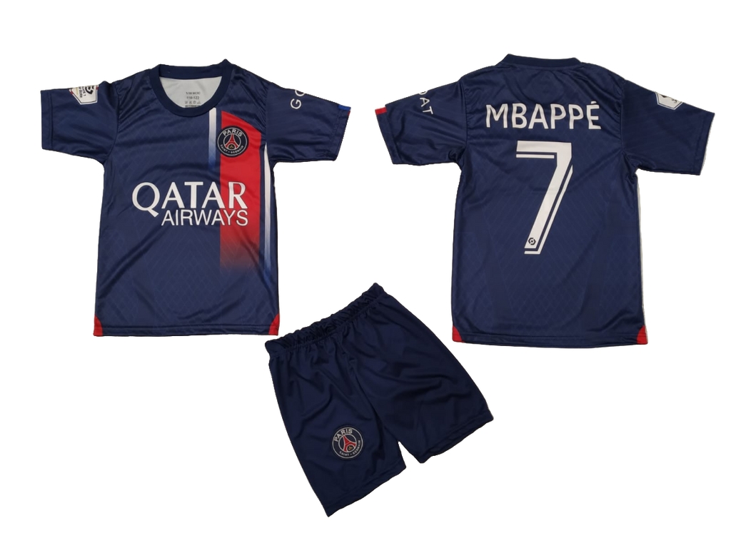 Детски спортен екип на Мбапе 7, футболен MBAPPE 7 PSG PARIS Син 2024