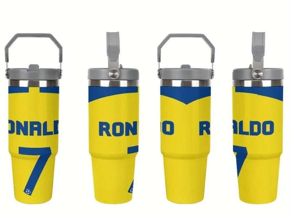 Футболна Бутилка за вода Термос Ламин Ямал детско CR7 Синя Барселона