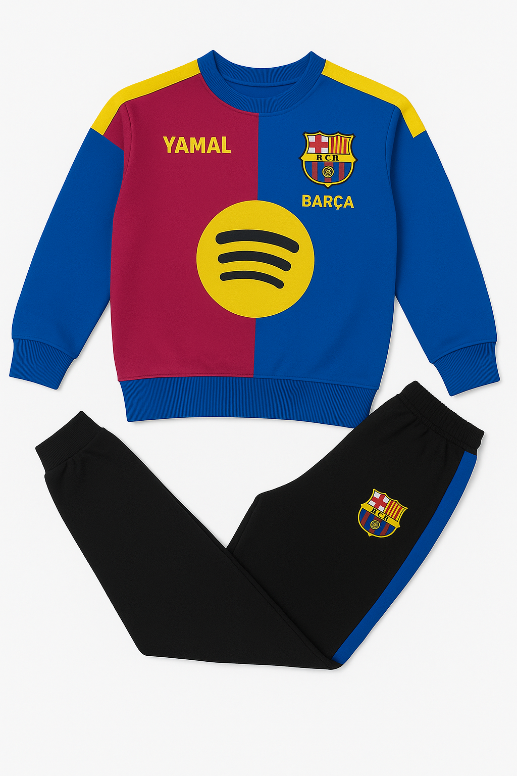 Детски спортен комплект на Ламин Ямал 10 Барселона с Блуза Анцуг Син