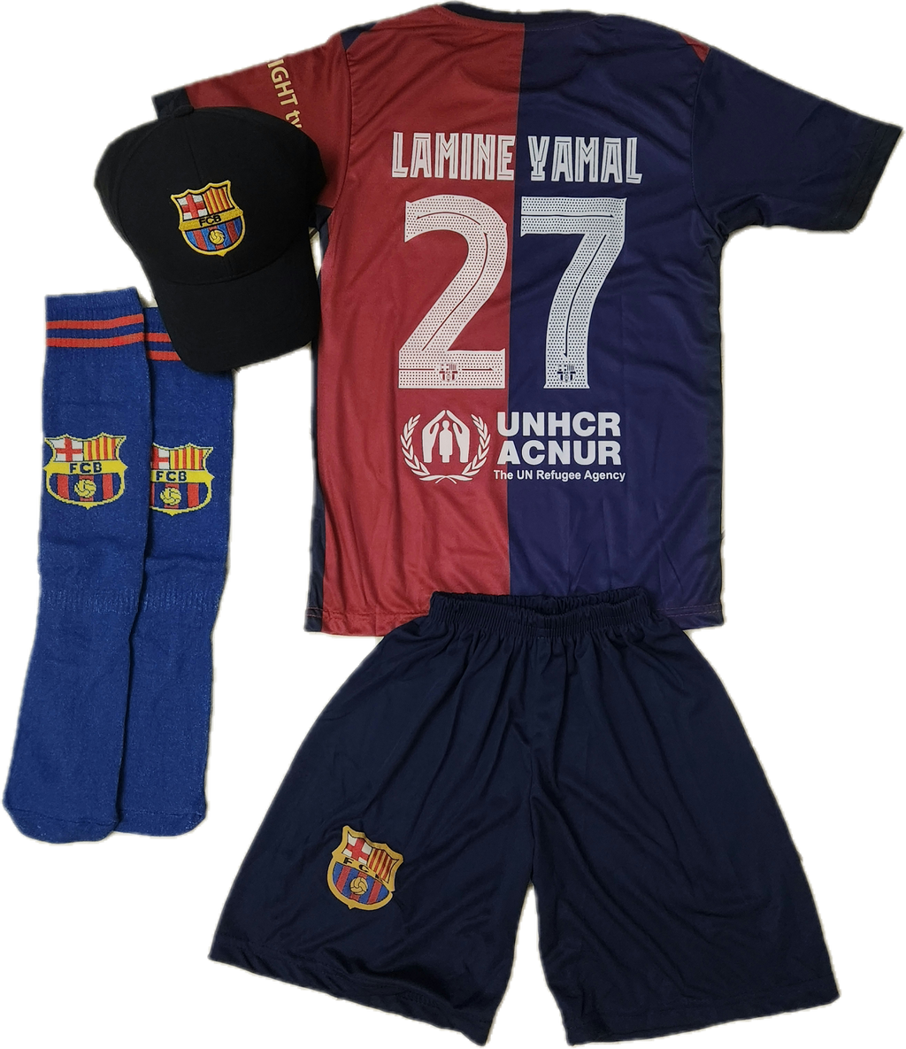Детски спортен екип на Ламин Ямал Барселона с Чорапи 2026 Lamine Yamal син цвят