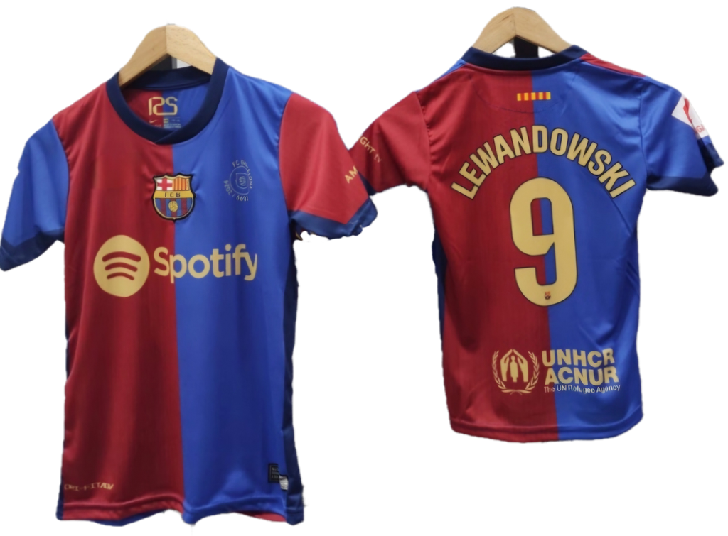 2025 Детски спортен екип с чорапи на Левандовски 9, футболен LEWANDOWSKI 9 BARCELONA
