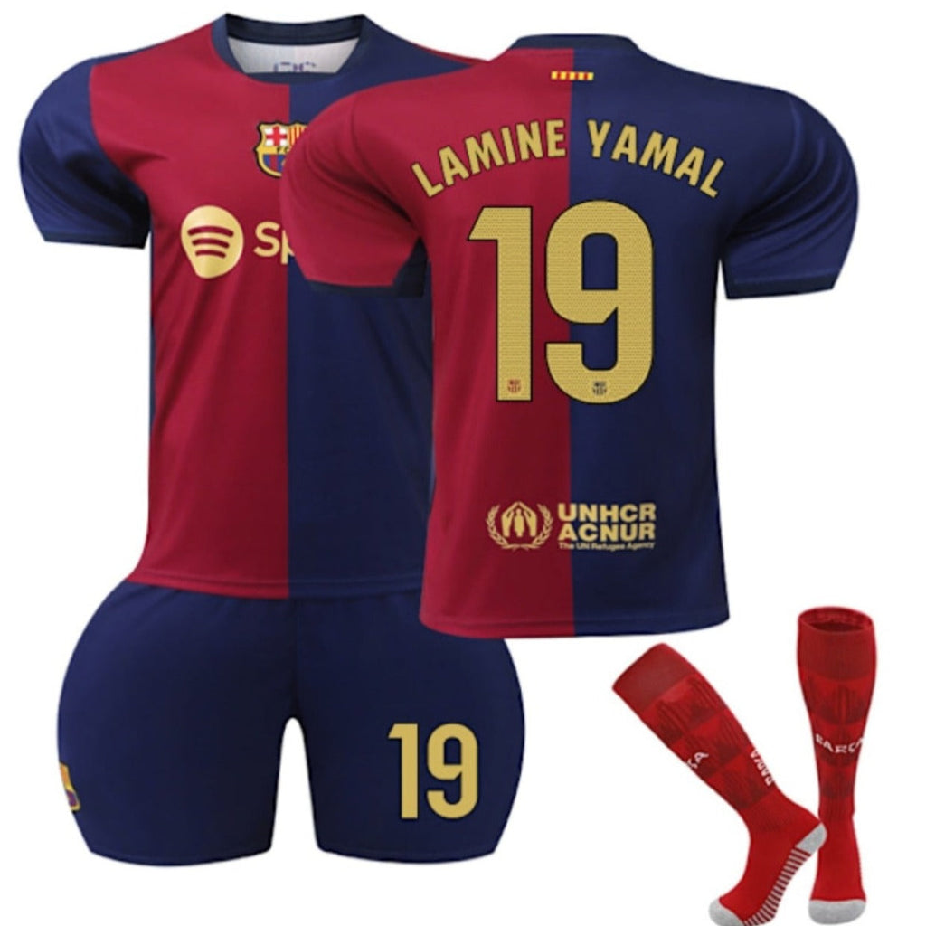 Детски спортен екип на Ламин Ямал 10Черен Барселона с Чорапи 25/26
