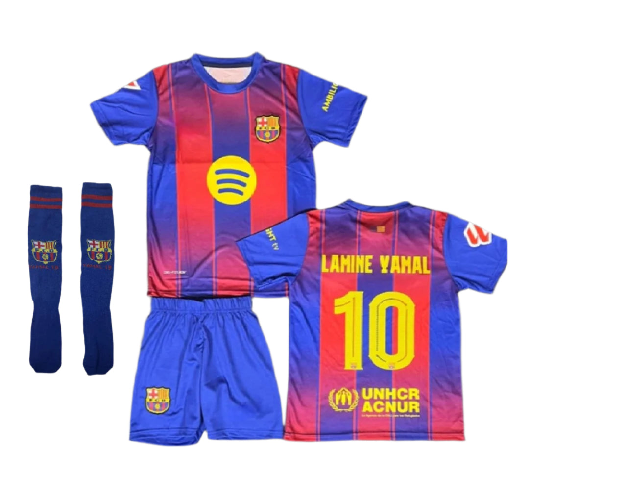 Детски спортен екип на Ламин Ямал 10 Барселона с Чорапи 2025 Шампионска Лига