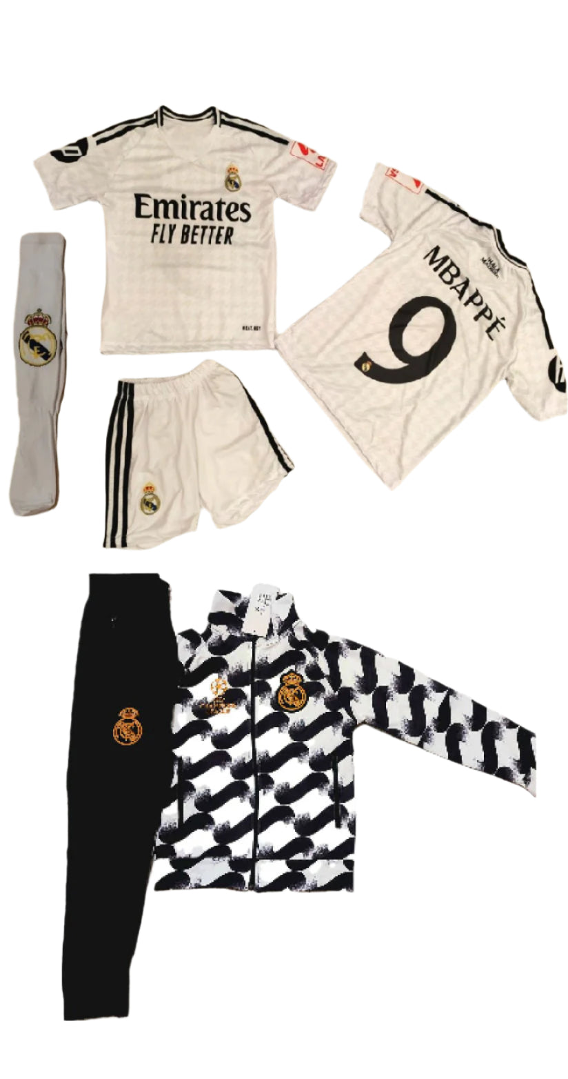 Детски спортен екип на Мбапе 9, Бял Спортен суитчър и анцуг MBAPPE 9 Real Madrid