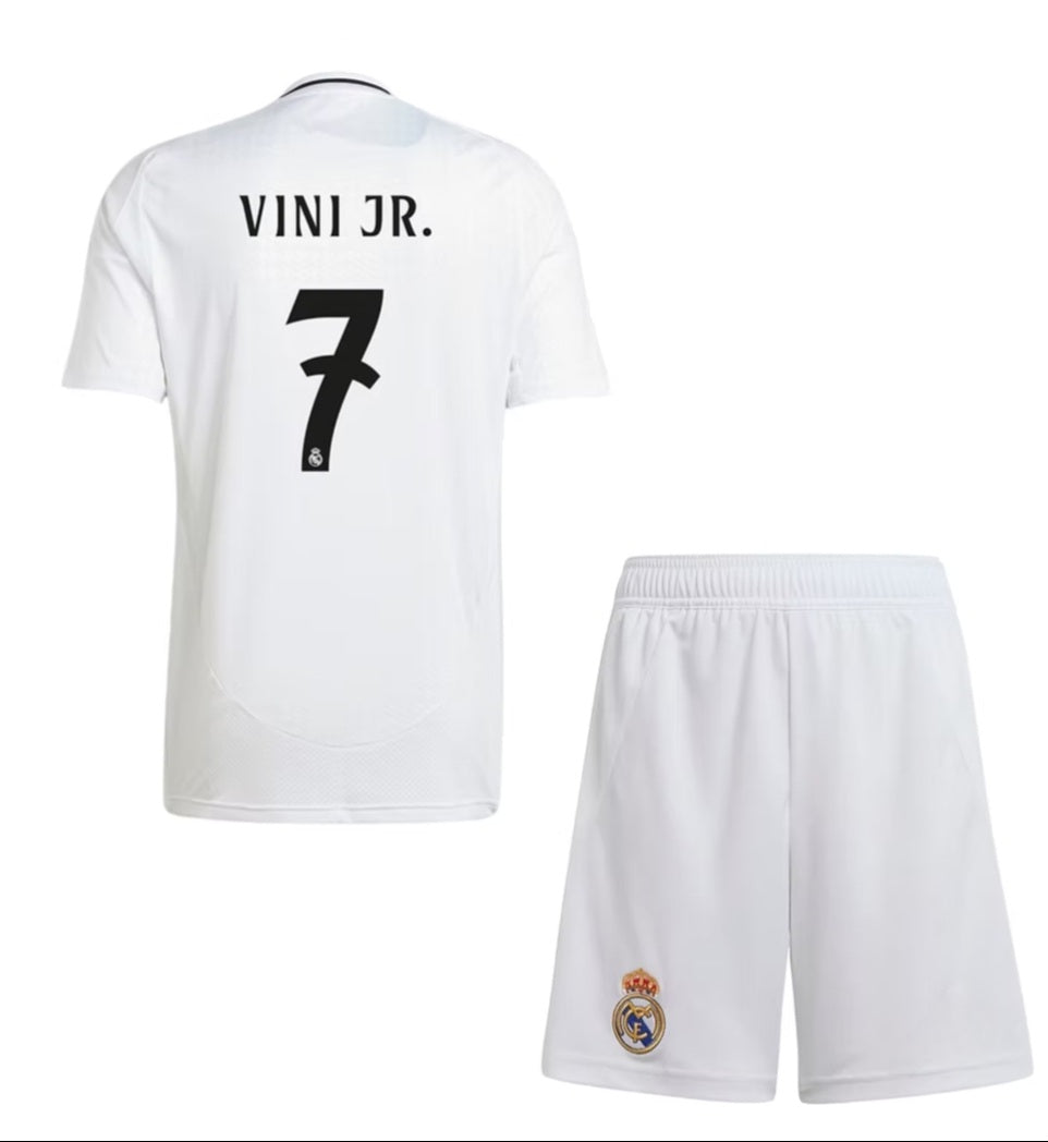 Детски спортен екип на Винисиус 7, футболен с Чорапи VINI 7 REAL MADRID Бял 2025