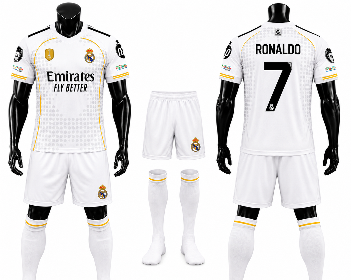 New CR7 Детски футболен спортен екип с Чорапи на Реал Мадрид 7 Ronaldo Роналдо