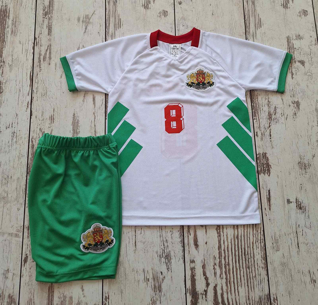 Детски спортен екип на СТОИЧКОВ 8 България Bulgaria STOICHKOV, Бял цвят 25г