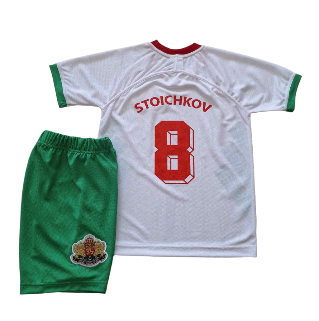 Детски спортен екип на СТОИЧКОВ 8 България Bulgaria STOICHKOV, Бял цвят 25г