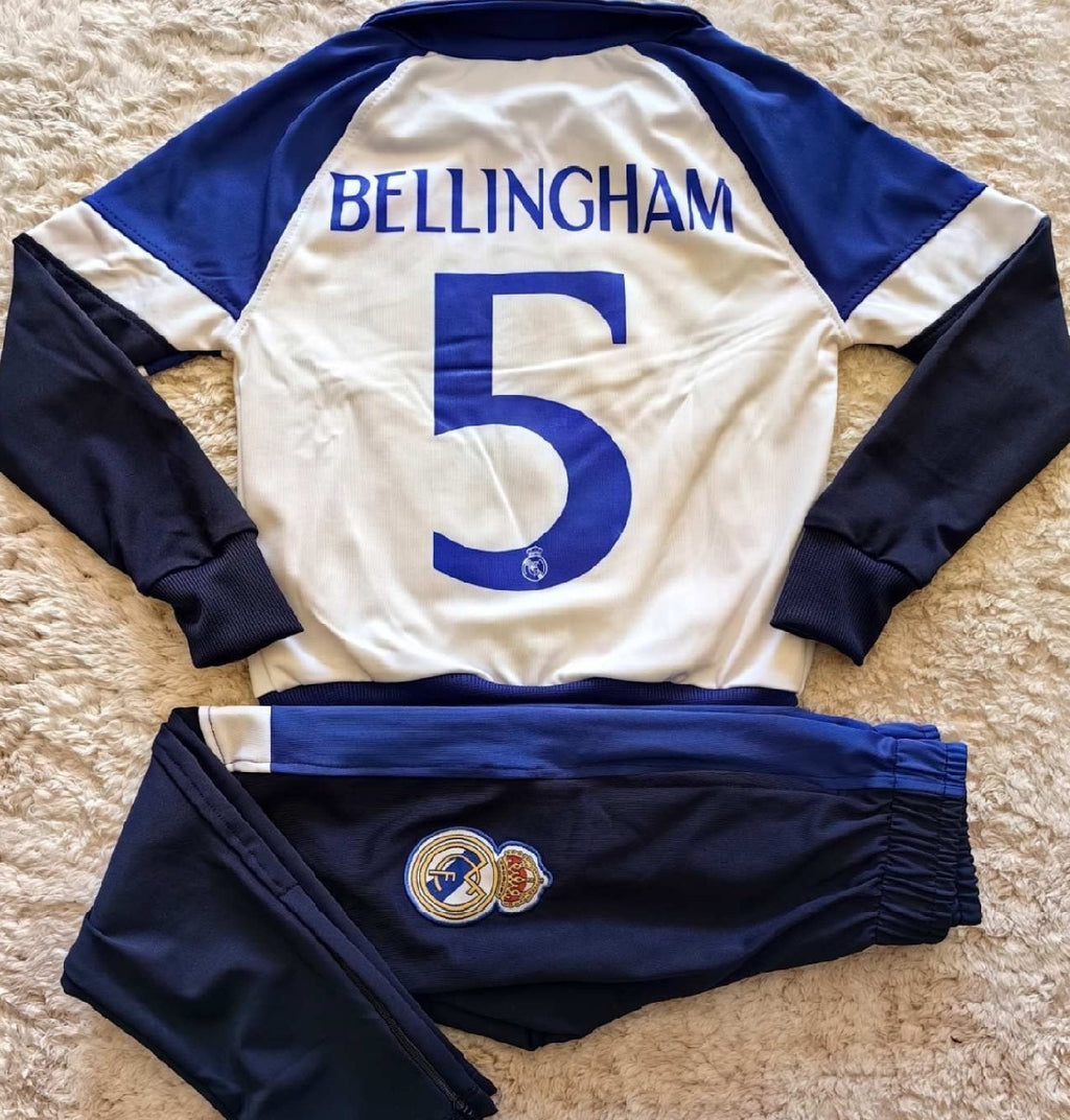 Детски спортен екип на Real Madrid Mbappe 9, Бял цвят, Анцуг с дълъг ръкав Мбапе