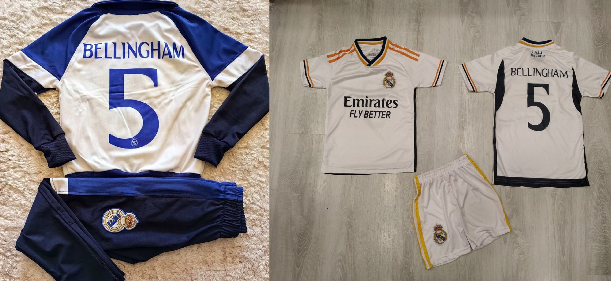 Детски спортен екип на Real Madrid Mbappe 9, Бял цвят, Анцуг с дълъг ръкав Мбапе