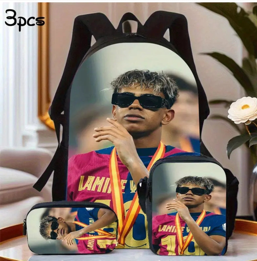 Футболна Ученическа Раница Син Комплект Lamine Yamal детско Ямал Барселона 2025