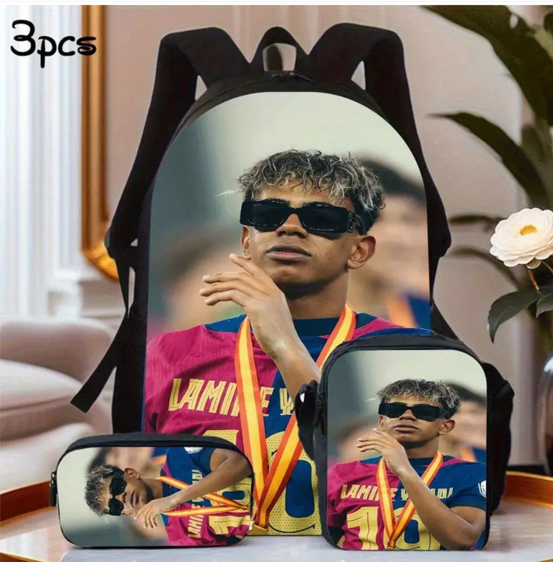 Футболна Ученическа Раница Син Комплект Lamine Yamal детско Ямал Барселона 2025