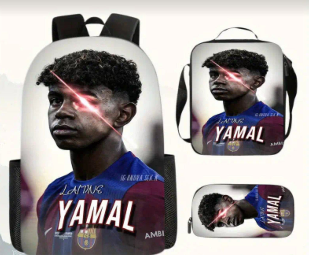 Футболна Ученическа Раница Червен Комплект Lamine Yamal детско Ямал Барселона