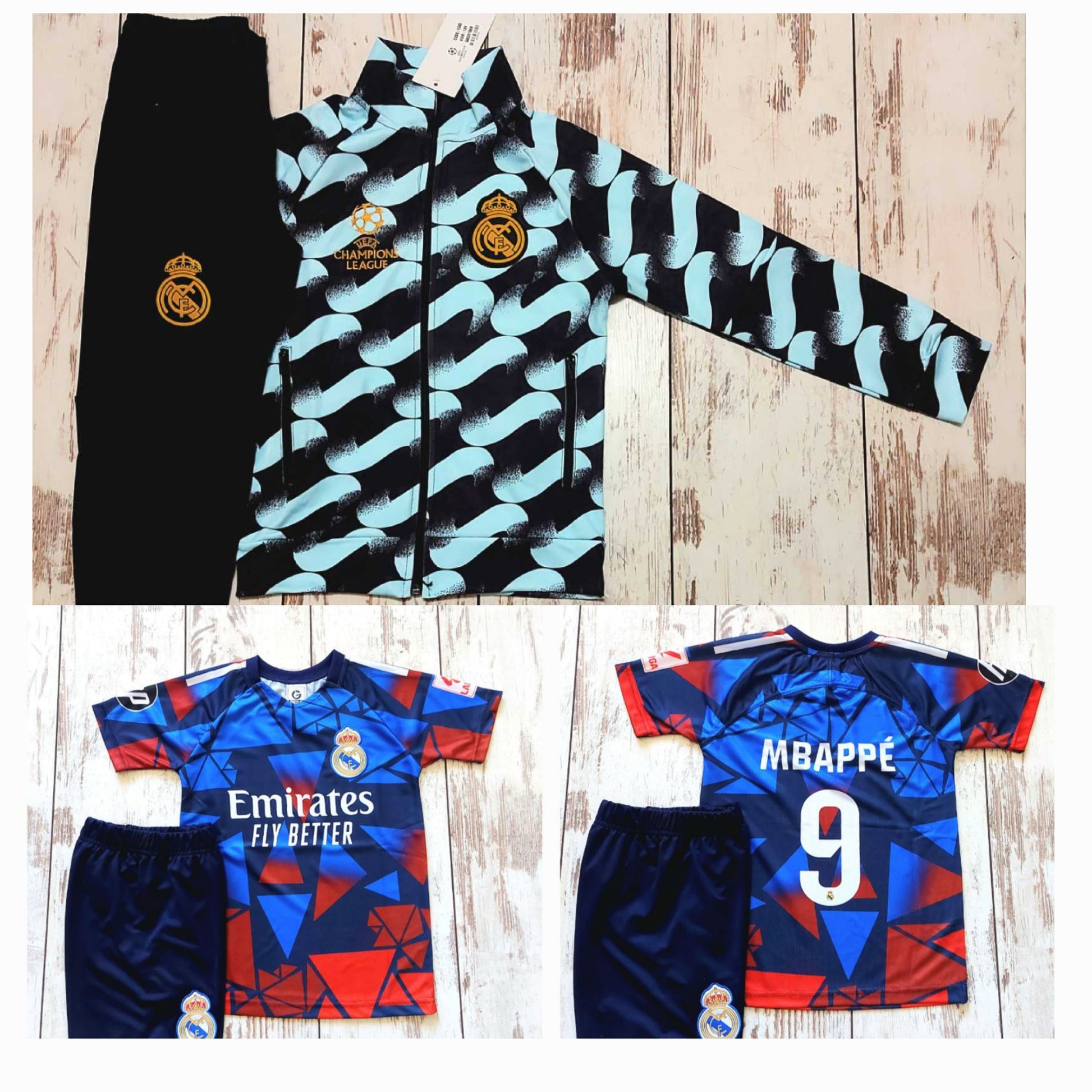 Детски футболен спортен екип Син  на  Реал Мадрид 9 Мбапе, футболен MBAPPE 9 Цветен