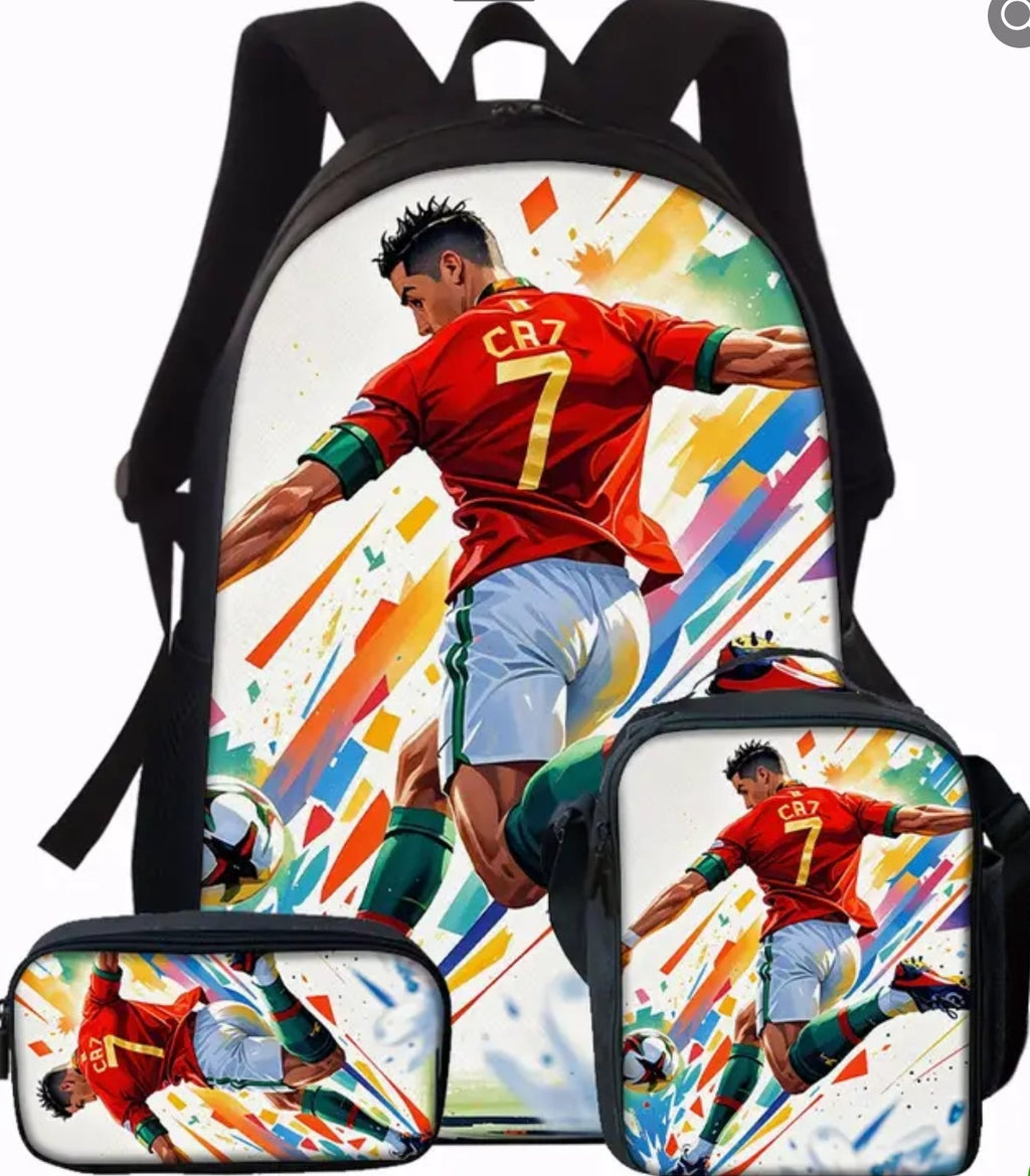 Футболна Ученическа Раница RED RONALDO 7 СЕТ Чантичка, Несесер Португалия