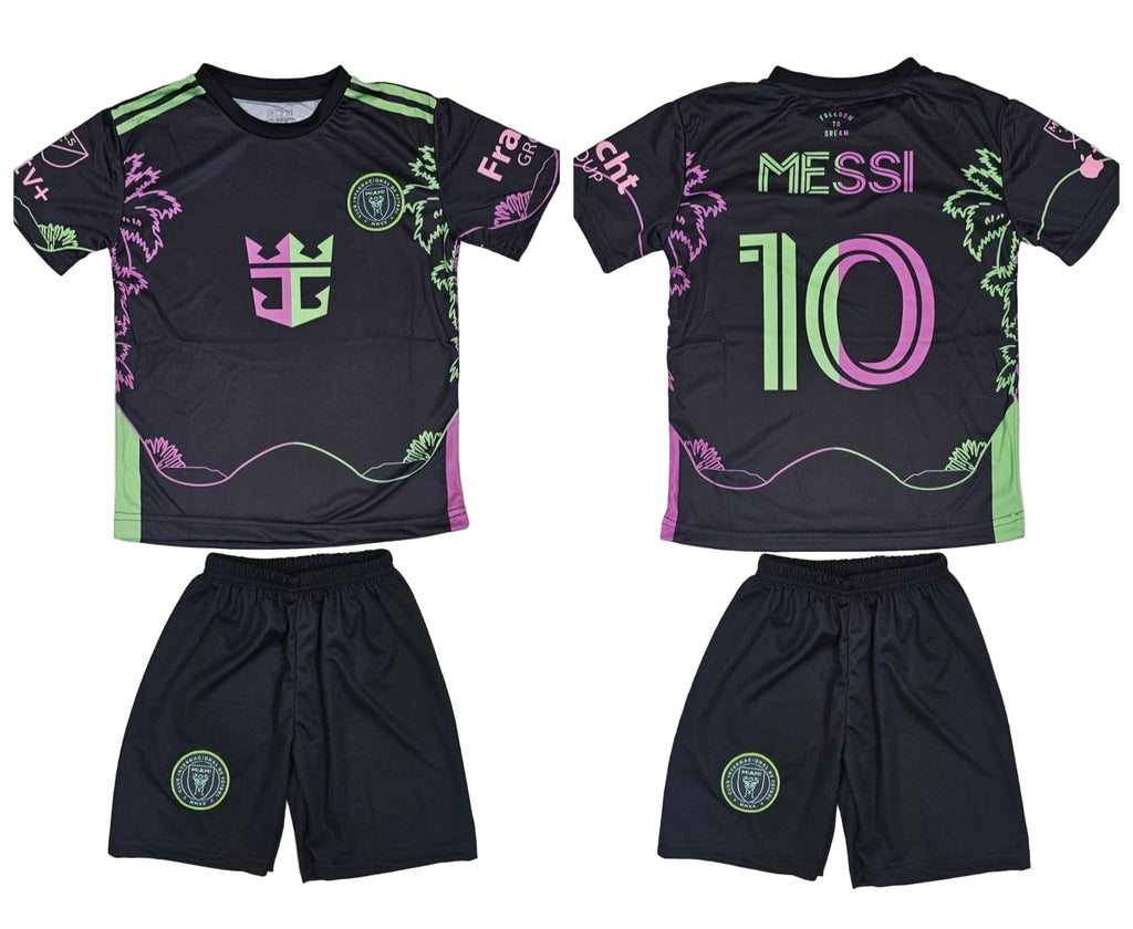 Детски спортен екип на Меси 10 с чорапи, футболен MESSI 10 INTER MIAMI Черен 2026
