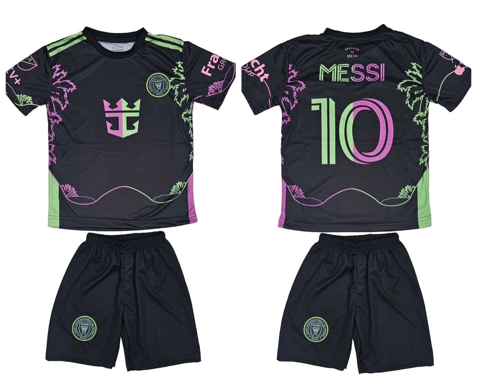 Детски спортен екип на Меси 10 с чорапи, футболен MESSI 10 INTER MIAMI Черен 2026