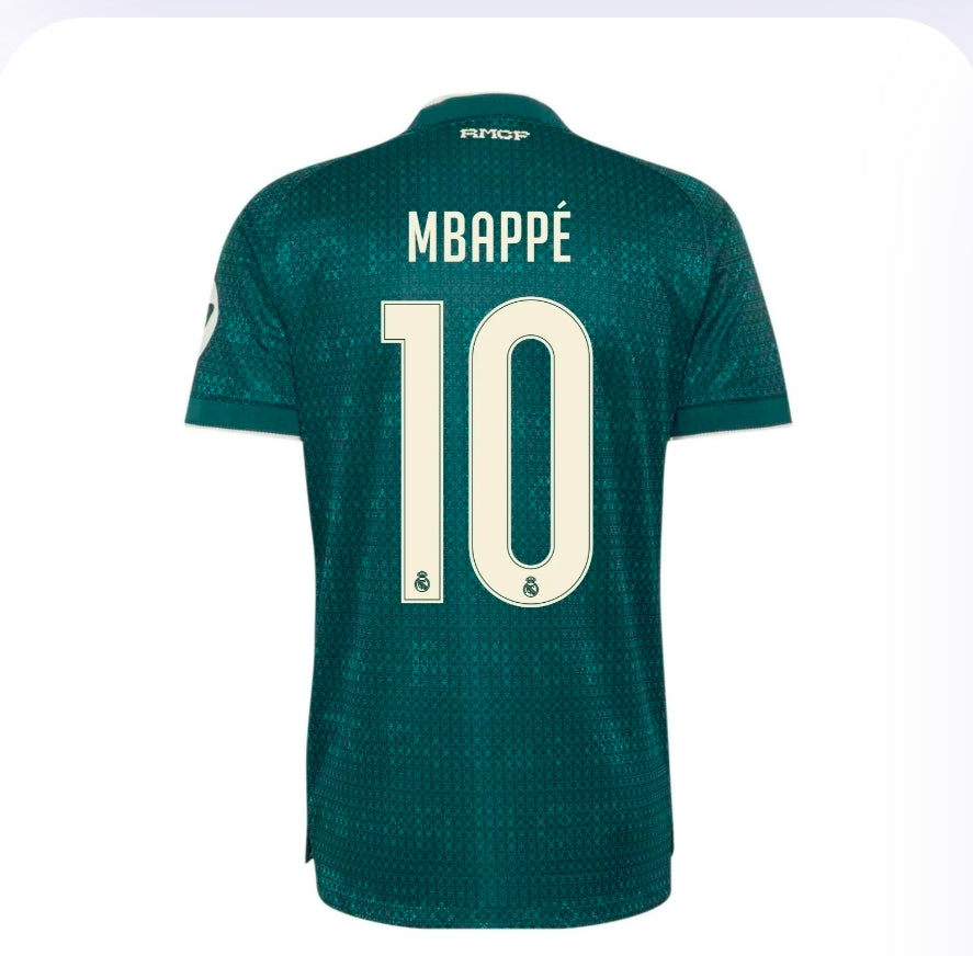 Mbappe 27г Детски футболен спортен екип с Чорапи Резервен Зелен Реал Мадрид 10 Мбапе, Madrid