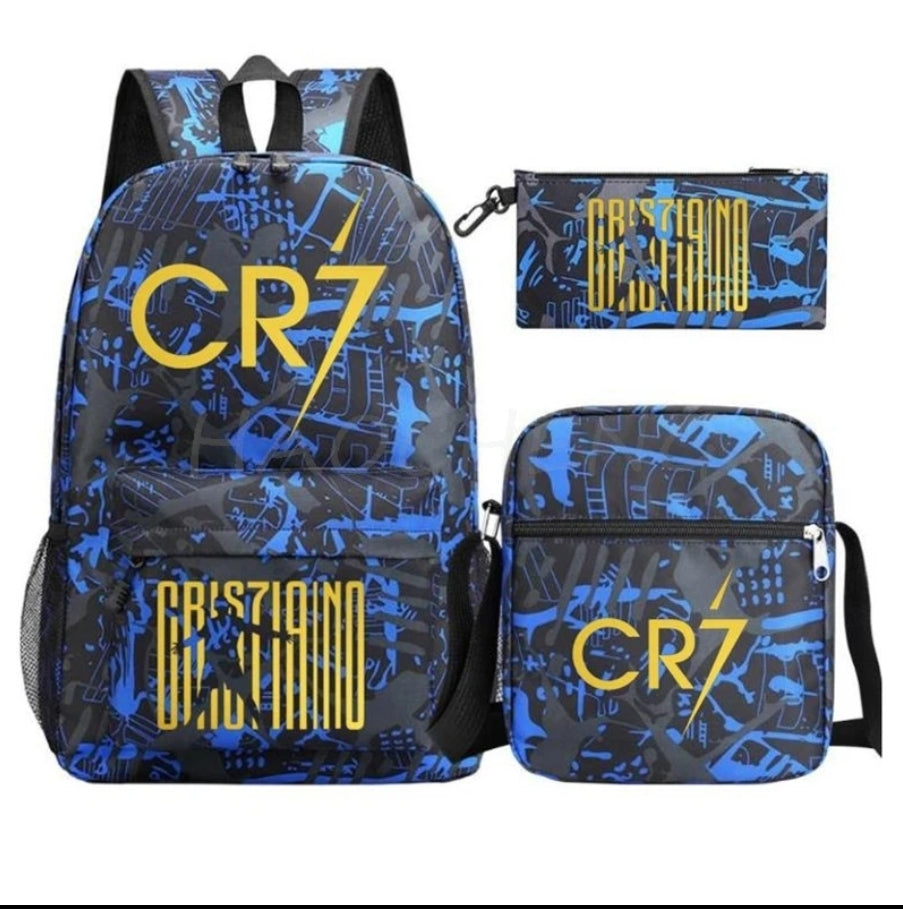 Футболна Ученическа Раница RONALDO 7 СЕТ Чантичка, Несесер  Жълт цвят 2025