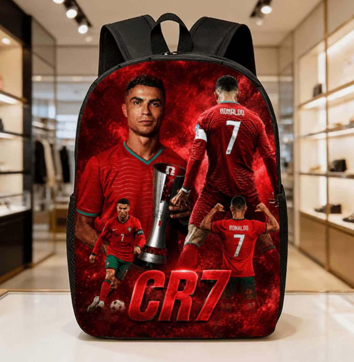 Футболна Ученическа Раница RONALDO 7 детско юноша Червена Роналдо