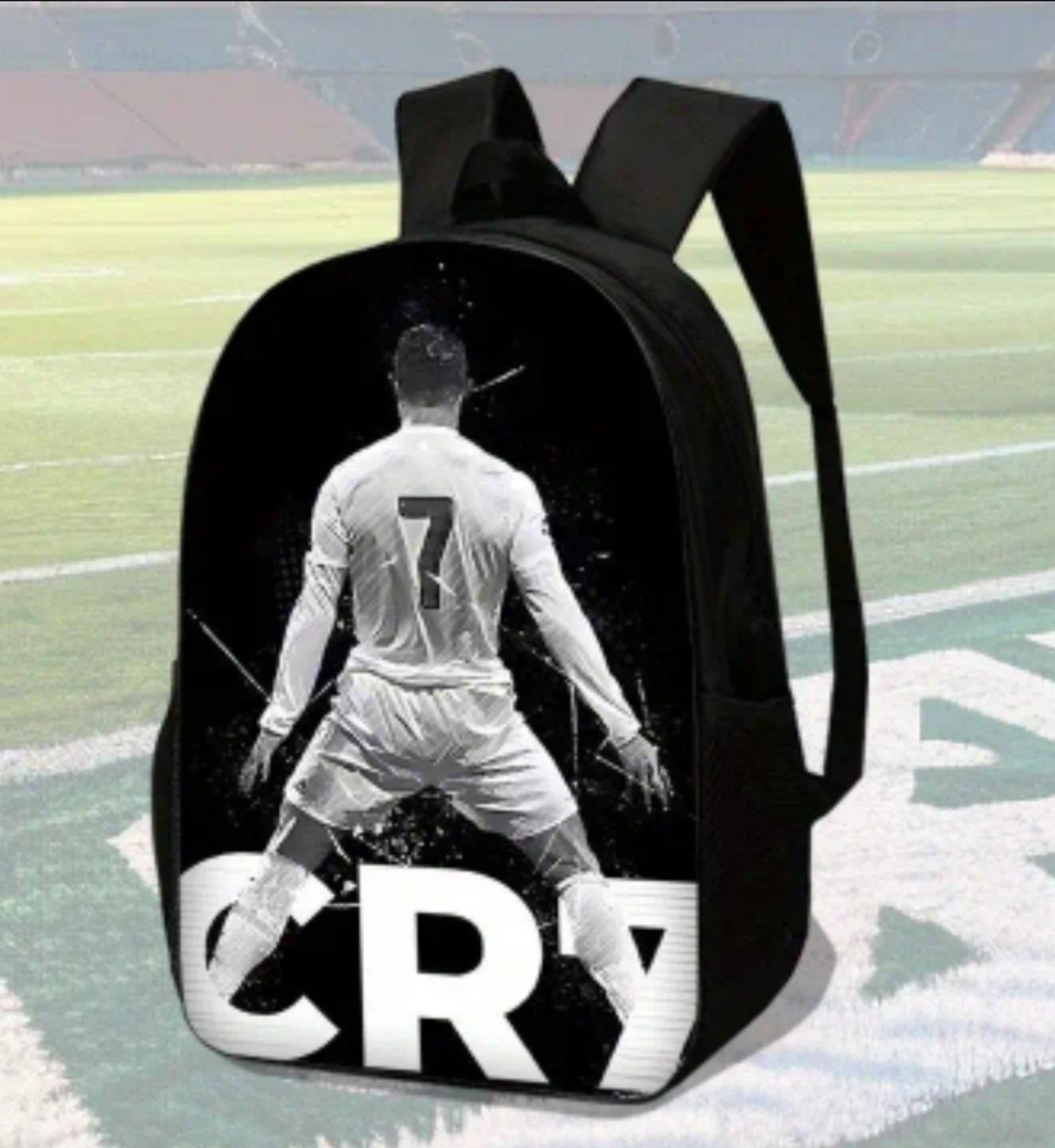 Футболна Ученическа Раница RONALDO 7 детско юноша Черна Роналдо