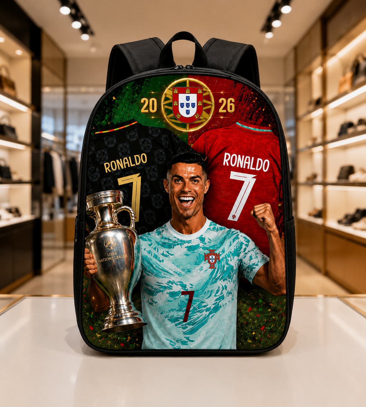Футболна Ученическа Раница RONALDO 7 детско CR7 Червена Роналдо