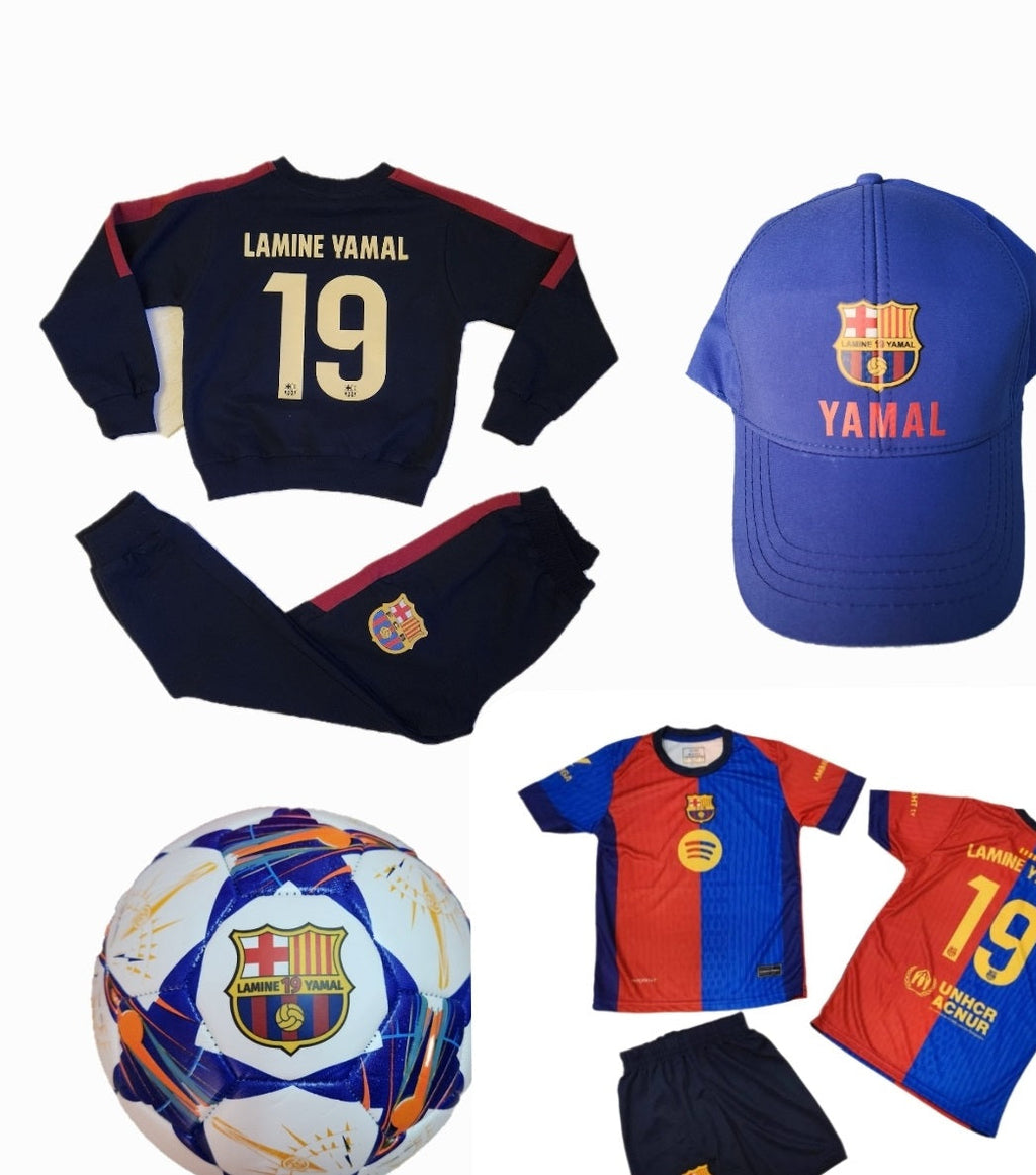 Детска футболна Екипировка на Ямал Барселона, за 8г. СЕТ Червен Комплект Yamal