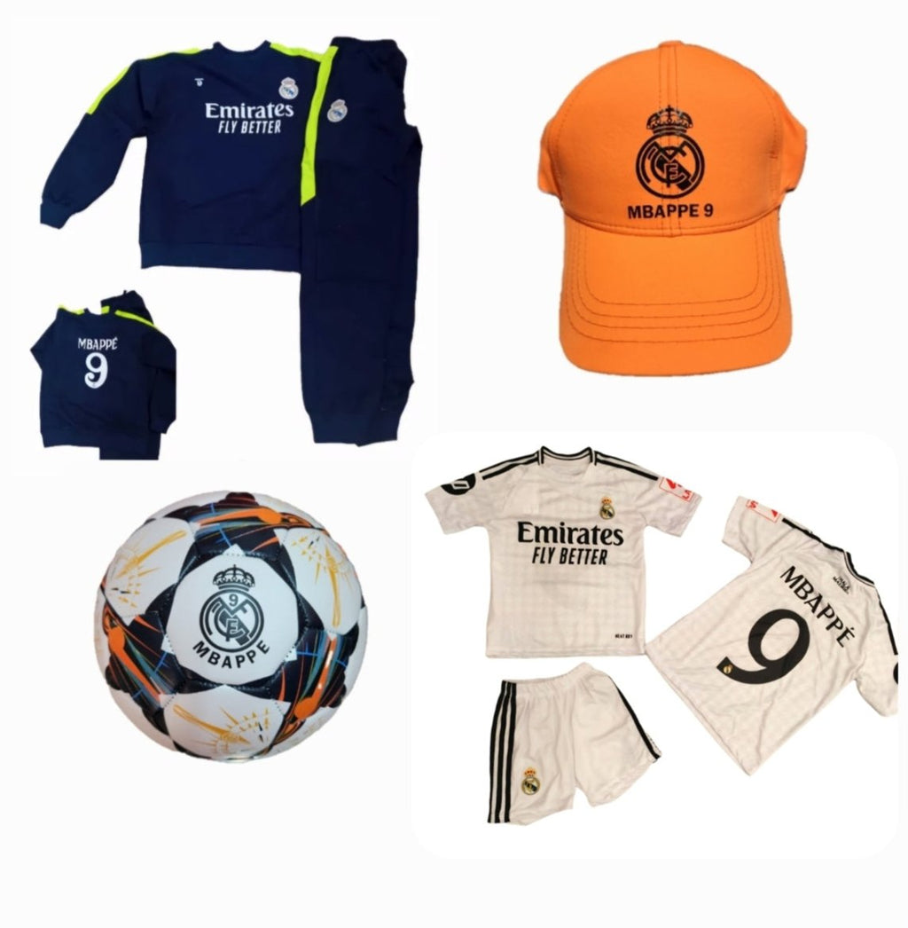 СЕТ Детска футболна Екипировка на Мбапе 10 Реал Мадрид, за 8г. Бял