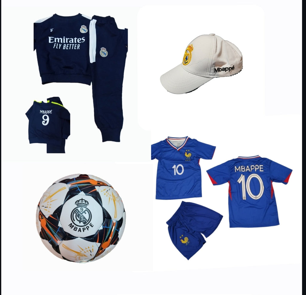 СЕТ Детска футболна Екипировка на Мбапе 10 Реал Мадрид, за 8г. Бял