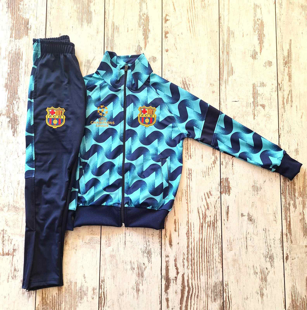 Детски спортен Анцуг на Барселона с дълъг ръкав 2025 Син Шарен