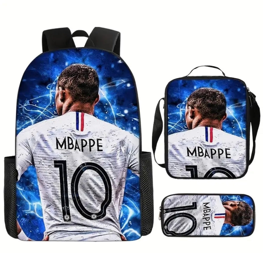 Футболна Ученическа Раница Mbappe 9 СЕТ Чантичка, Несесер Синя