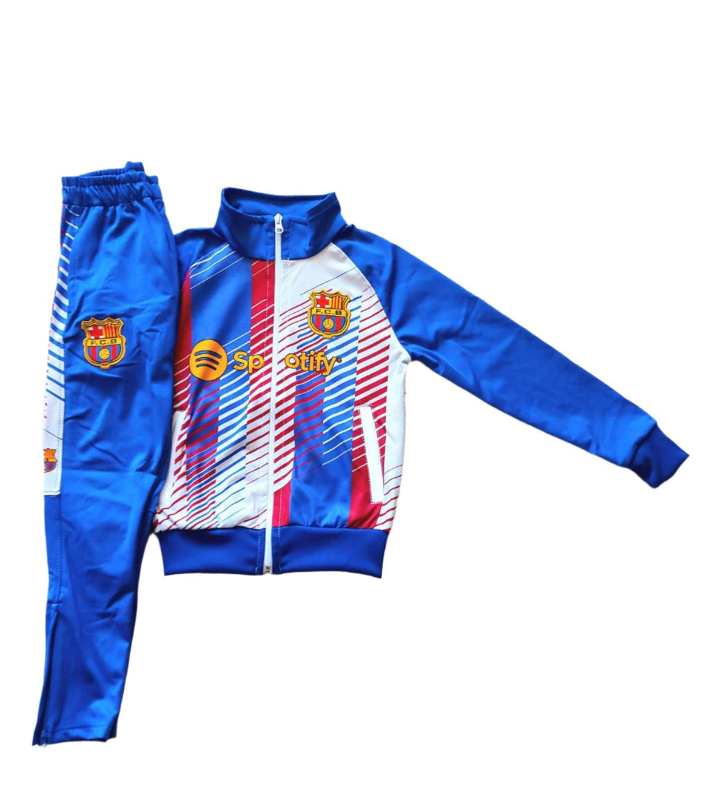 Детски спортен Анцуг на Ламин Ямал 10 Барселона с дълъг ръкав Син Бял