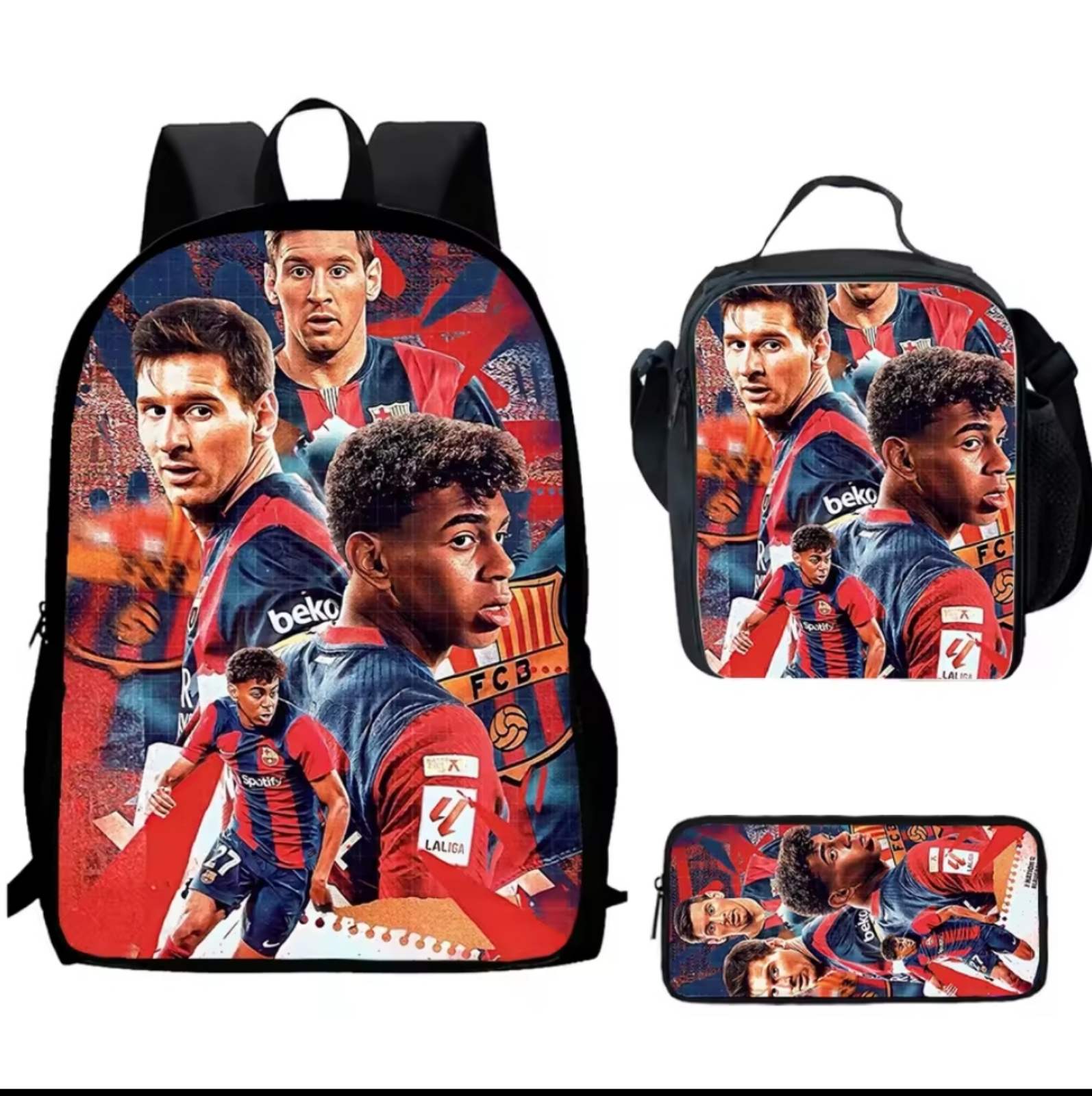 Футболна Ученическа Раница Син Комплект Lamine Yamal детско Ямал Барселона 2025