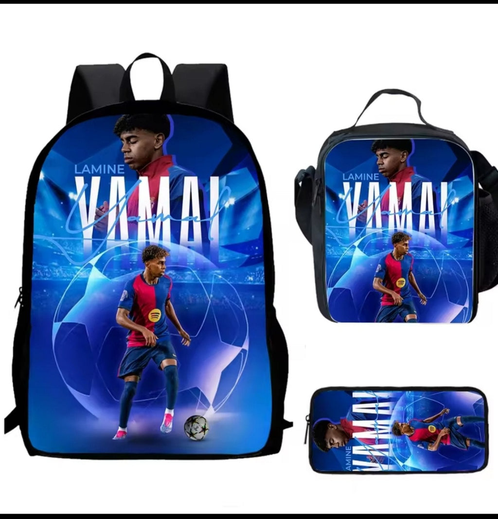 Футболна Ученическа Раница Син Комплект Lamine Yamal детско Ямал Барселона 2025