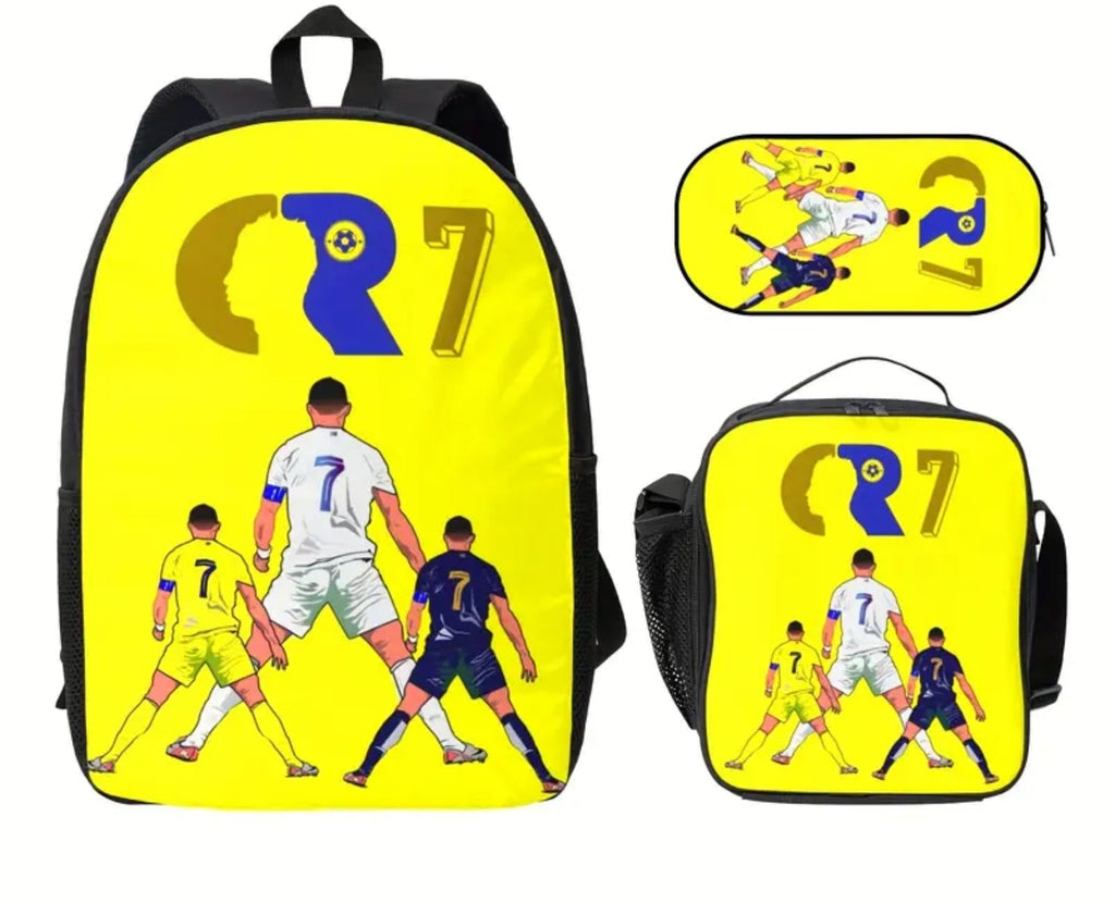 Футболна Ученическа Раница RONALDO 7 СЕТ Чантичка, Несесер  Жълт цвят 2025